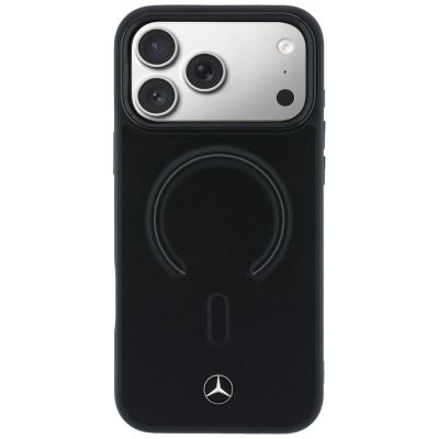 3. Etui Mercedes Leather 3D MagSafe na iPhone 17 Pro - czarne