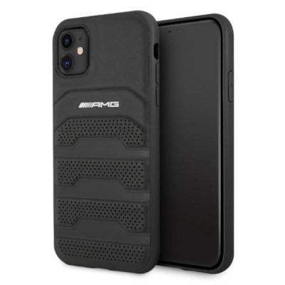 Etui AMG Leather Debossed Lines na iPhone 11 / Xr - czarne