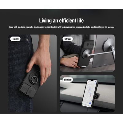 8. Pancerne etui Nillkin CamShield Pro Magnetic Case do iPhone 15 Plus z osłoną na aparat - niebieskie