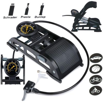 6. POMPKA NOŻNA 2 TŁOKOWA Z MANOMETREM  ROWER SAMOCHÓD PIŁKA DUNLOP