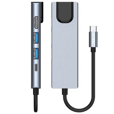 9. HUB Tech-Protect V3 5w1 USB-C - USB-A 3.0 / USB-A 2.0 / USB-C / HDMI / RJ45 - szary