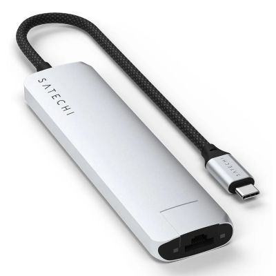 4. Satechi USB-C 7-w-1 Slim Multi Port Adapter Ethernet Srebrny
