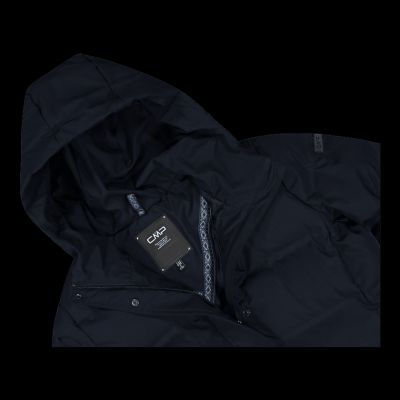 17. Płaszcz na zimę z kapturem damski CMP kurtka ocieplana wodoodporna czarna (34K0096/N950)