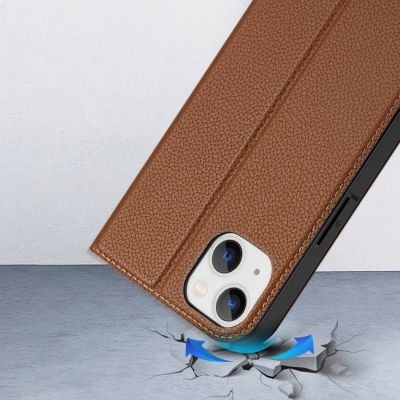 12. Dux Ducis Skin X2 etui do iPhone 14 Plus pokrowiec z magnetyczną klapką brązowy