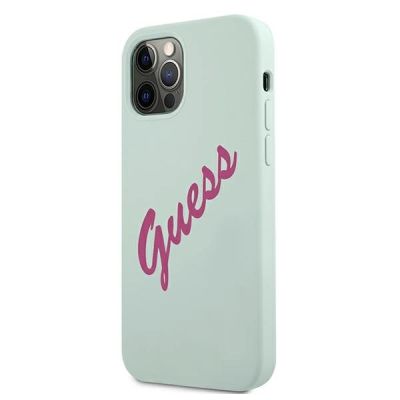 2. Etui Guess Silicone Vintage na iPhone 12 / iPhone 12 Pro - niebiesko-różowe