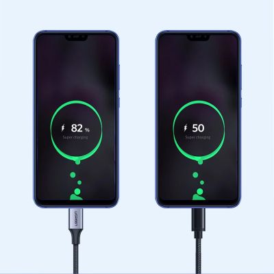 4. Kabel Ugreen US288 60125 USB-A / USB-C QC 3.0 3A 0.5m - szary