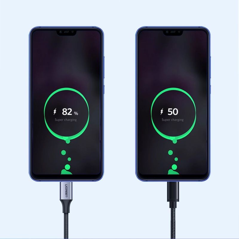 4. Kabel Ugreen US288 60125 USB-A / USB-C QC 3.0 3A 0.5m - szary