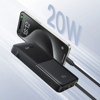 13. Powerbank Baseus Bipow 2 10000mah 20W z cyfrowym wyświetlaczem z wbudowanym kablem USB-C - czarny