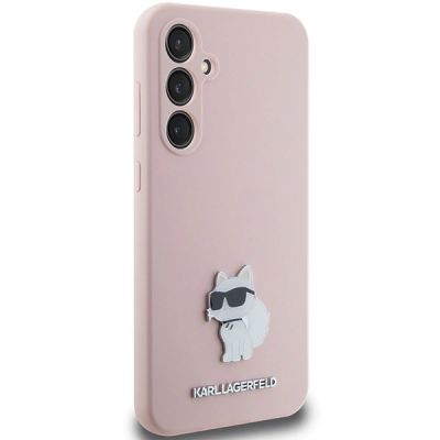 4. Etui Karl Lagerfeld Silicone Choupette Metal Pin na Samsung Galaxy S23 FE - różowe