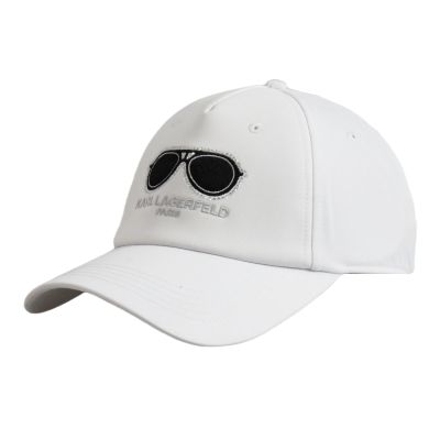 Czapka z daszkiem Karl Lagerfeld Paris Okulary Strapback Biała - L5WH7946-wht