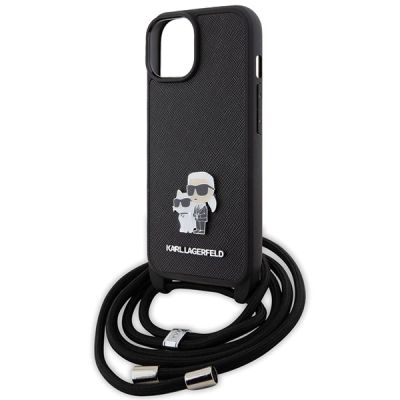 5. Etui Karl Lagerfeld Crossbody Saffiano Metal Pin Karl&Choupette na iPhone 15 Plus - czarne