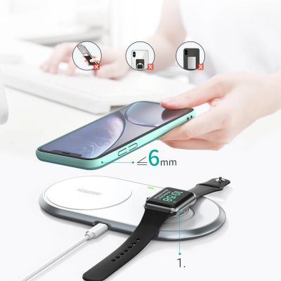 8. Choetech ładowarka bezprzewodowa Qi 2w1 do smartfonów / Apple Watch ze stojakiem (MFI) USB Typ C biały (T317)