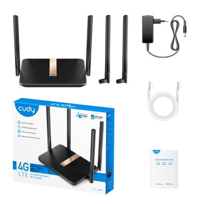 13. Router CUDY LT500D_EU LAN 10/100 AC1200 Dual Band Wi-Fi Mesh 4G LTE Cat.4 SIM