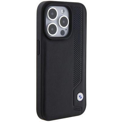 4. Etui BMW Leather Blue Dots na iPhone 15 Pro Max - czarne