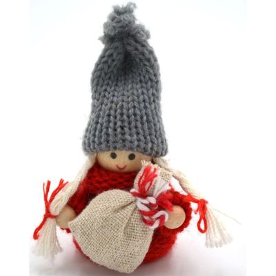 11. LALECZKA DEKORACYJNA Z WORKIEM CZERWONA GIRL 7,5CM