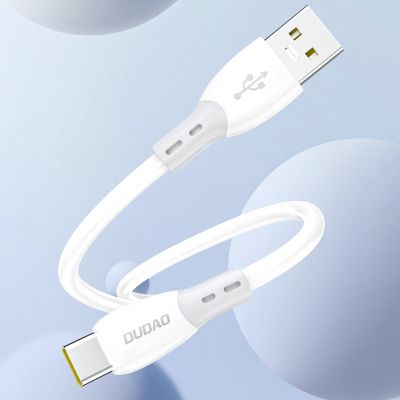 6. Kabel Dudao L25ST 5 A USB-A - USB-C z miękkim silikonowym oplotem 1 m - biały