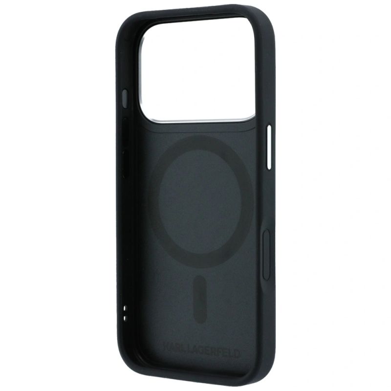 7. Etui Karl Lagerfeld with Ring Stand 360 Karl & Choupette Heads Pin MagSafe na iPhone 18 Pro / 17 Pro - czarne