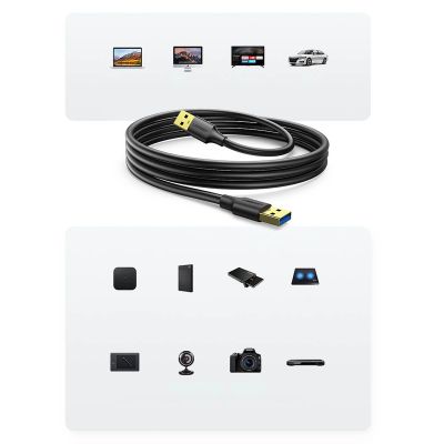 5. Kabel Ugreen US128 10369 USB-A 3.0 / USB-A 3.0 5Gb/s 0.5m - czarny