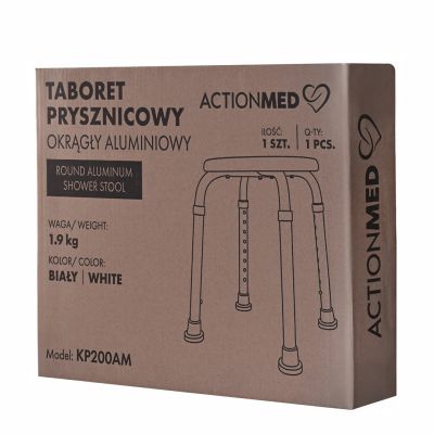 9. Taboret prysznicowy okrągły aluminiowy
