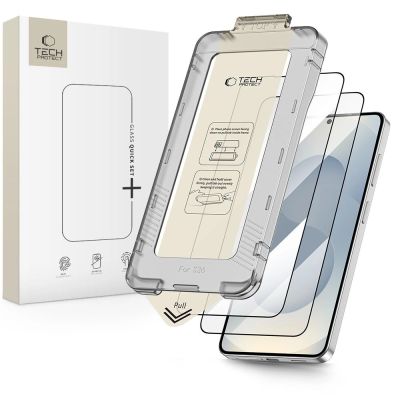Szkło hartowane Tech-Protect Quick Set+ 2-Pack na Samsung Galaxy S26 - czarne
