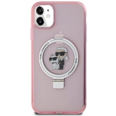 3. Etui Karl Lagerfeld Ring Stand Karl&Choupettte MagSafe na iPhone 11 / Xr - różowe