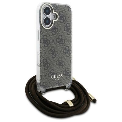 3. Etui Guess Crossbody Cord 4G Print ze smyczą na iPhone 16 - brązowe
