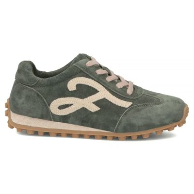 2. Skórzane półbuty damskie sneakersy zamszowe zielone Filippo  DP7961