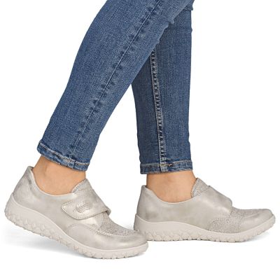 5. Półbuty damskie na rzep komfortowe beżowo złote Rieker   59552-62