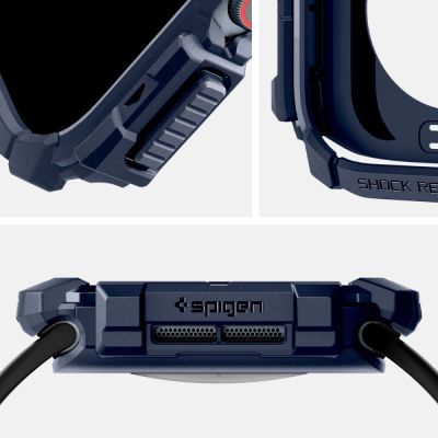7. Etui Spigen Rugged Armor na Apple Watch 10 46 mm - granatowe