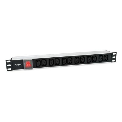 Equip 333318 rozdzielacz zasilania PDU 12 x gniazdo sieciowe 1U Czarny, Srebrny
