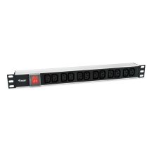 Equip 333318 rozdzielacz zasilania PDU 12 x gniazdo sieciowe 1U Czarny, Srebrny