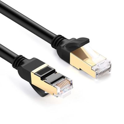 4. Ugreen kabel przewód internetowy sieciowy Ethernet patchcord RJ45 Cat 7 STP LAN 10Gbps 2m czarny (11269)