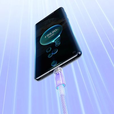 11. Kabel Baseus Explorer 100W USB-A - USB-C z inteligentnym czujnikiem temperatury 1m - fioletowy