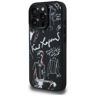 2. Etui Karl Lagerfeld Grained Pattern & Logo MagSafe na iPhone 16 Pro - czarne