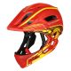 Kask rowerowy fullface dziecięcy Wozinsky z tylną lampką USB 52-56 cm - czerwono-żółty