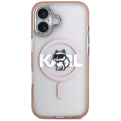 3. Etui Karl Lagerfeld IML Choupette Sketch Logo MagSafe na iPhone 17 - różowe