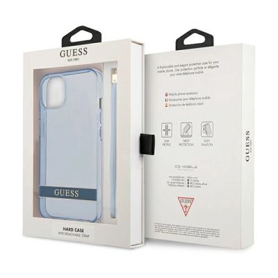8. Etui Guess Translucent Strap na iPhone 13 mini - niebieskie