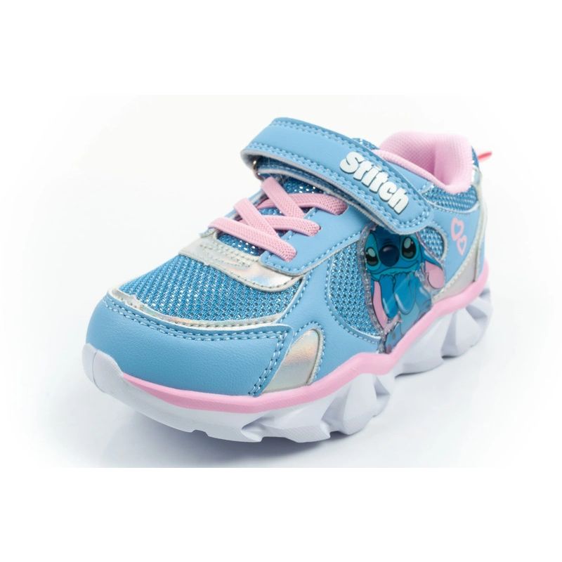 3. Leomil buty sportowe dziecięce sneakersy Stitch lekkie na rzep LED niebieskie