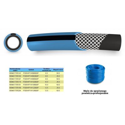 2. POLIX WĄŻ SPRĘŻ.POWIETRZA NIEB.12,5* 50m 4-WARSTWOWY