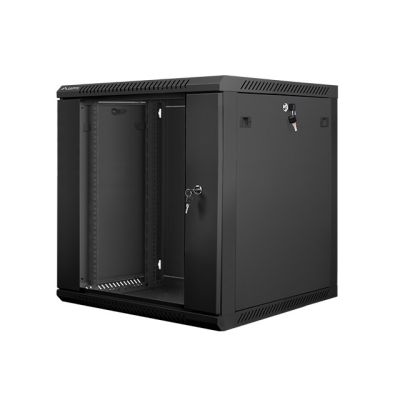 5. Szafa rack Lanberg WF01-6612-10B (12U; 635mm / 600mm / 600 mm; wisząca; Szklane; 19''; kolor czarny)