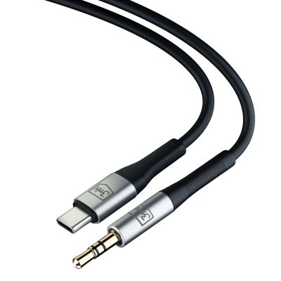 10. Kabel 3mk AUX minijack 3.5 mm / USB-C - srebrny