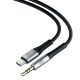 10. Kabel 3mk AUX minijack 3.5 mm / USB-C - srebrny