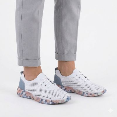 5. Skórzane półbuty damskie ażurowe białe Artiker 58C0586