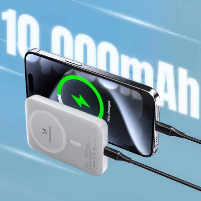 4. Powerbank magnetyczny Wozinsky WRW349YWS 10000 mAh - biały