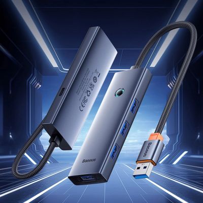 8. Hub USB-A Baseus UltraJoy Series 4xUSB-A 3.0 1xUSB-C 5V - szary