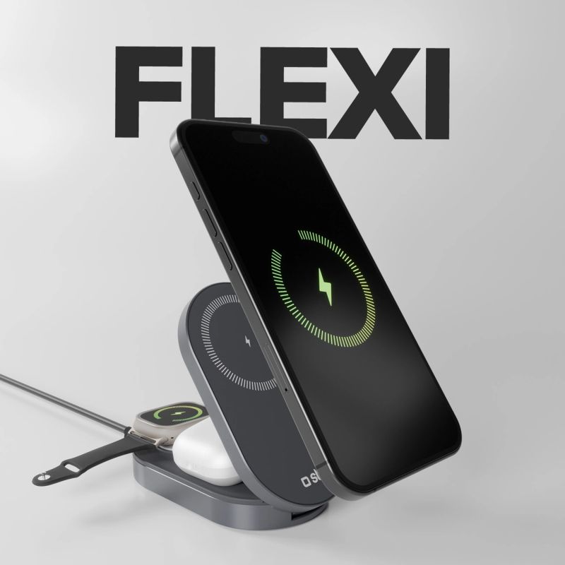 8. Stacja ładująca SBS składana 3w1 bezprzewodowa QI2 MFI - Made for iPhone - czarna
