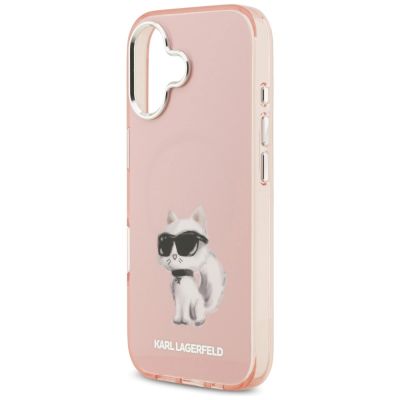 6. Etui Karl Lagerfeld IML Aquarelle Choupette & Logo MagSafe na iPhone 17 - różowe