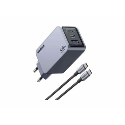 6. Ugreen Nexode Pro EU 3-Port GaN PD Fast Charger With USB-C Cable Uniwersalne Czarny, Szary Prąd przemienny Szybkie ładowanie Wewnętrzna
