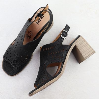 3. Sandały damskie na obcasie ażurowe czarne Jezzi 24125