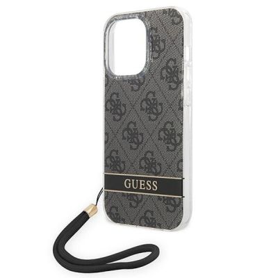 5. Etui Guess 4G Print Strap na iPhone 14 Pro - czarne